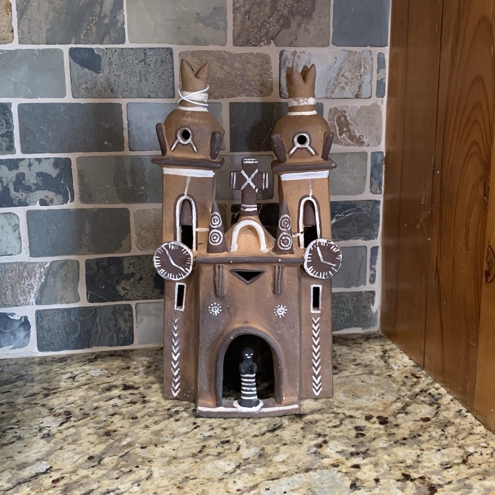 Peruvian Redware Clay Terra Cotta Pottery Mission Church Folk Art Cathedral